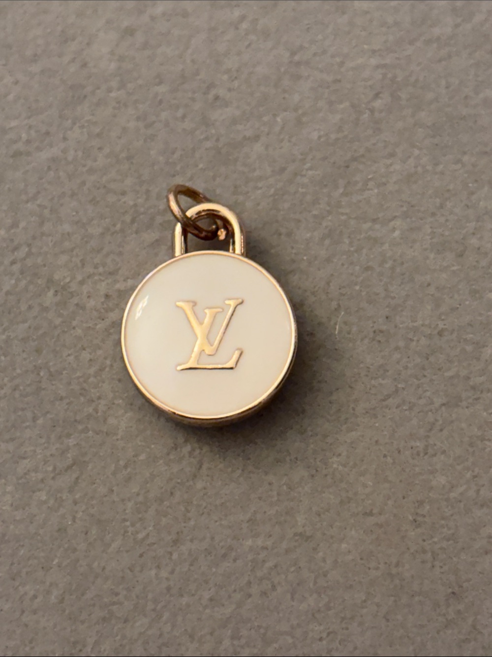 White Enamel and Gold Round Pendant Charm